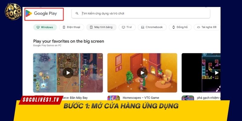 Kiểm tra kết nối mạng và mở cửa hàng ứng dụng