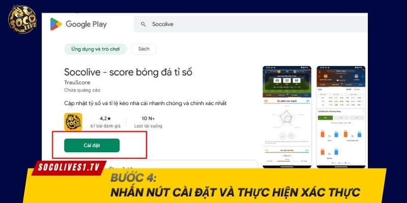 Nhấn nút cài đặt và thực hiện xác thực