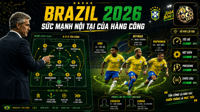 Đánh giá sức mạnh nội tại của đội hình Brazil tham dự World Cup 2026